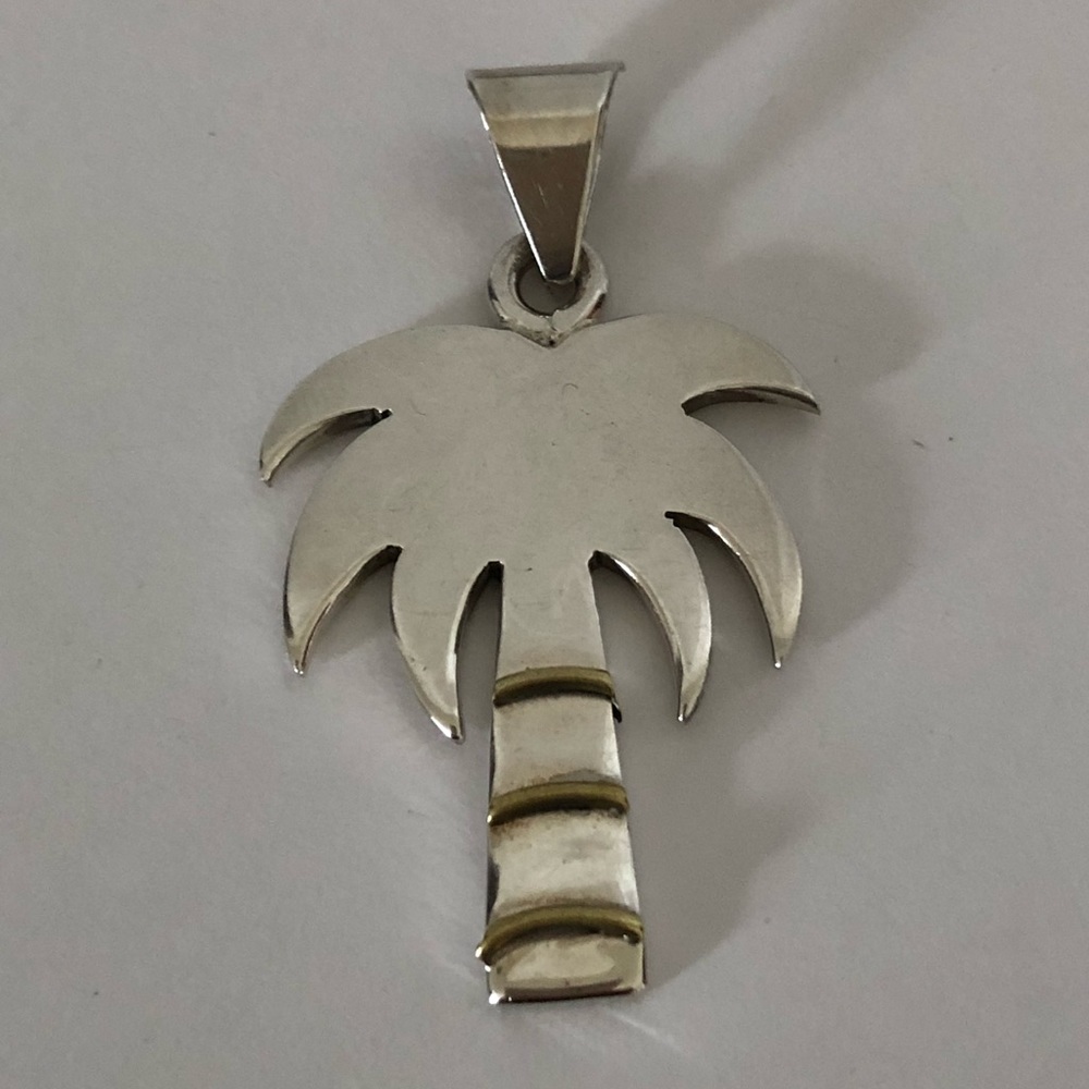 Sterling silver palm tree pendant
